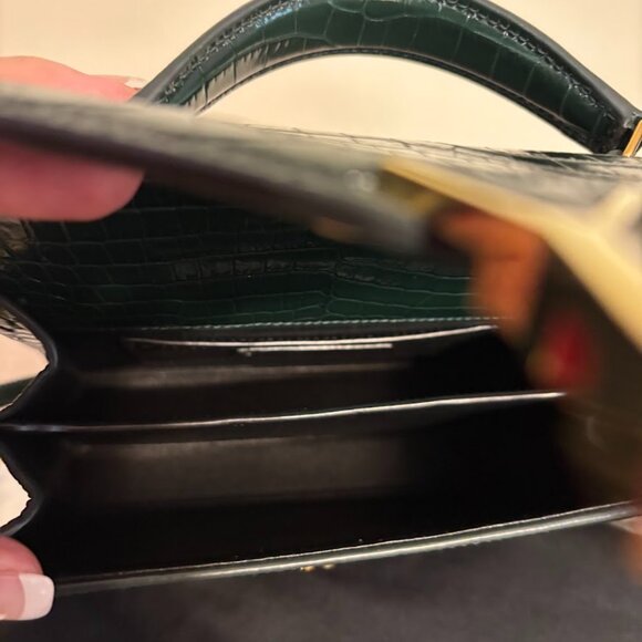 NEW YSL Calfskin Crocodile Embossed Mini Cassandra Gold Hardware with Dust Bag - Picture 12 of 14